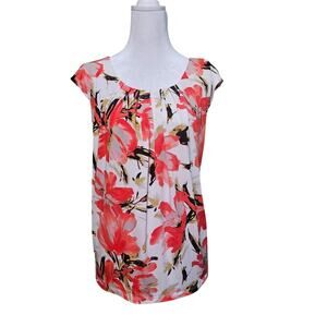 Kasper Sleeveless Floral Blouse Orange Size X-Large Boho-chic Coquette